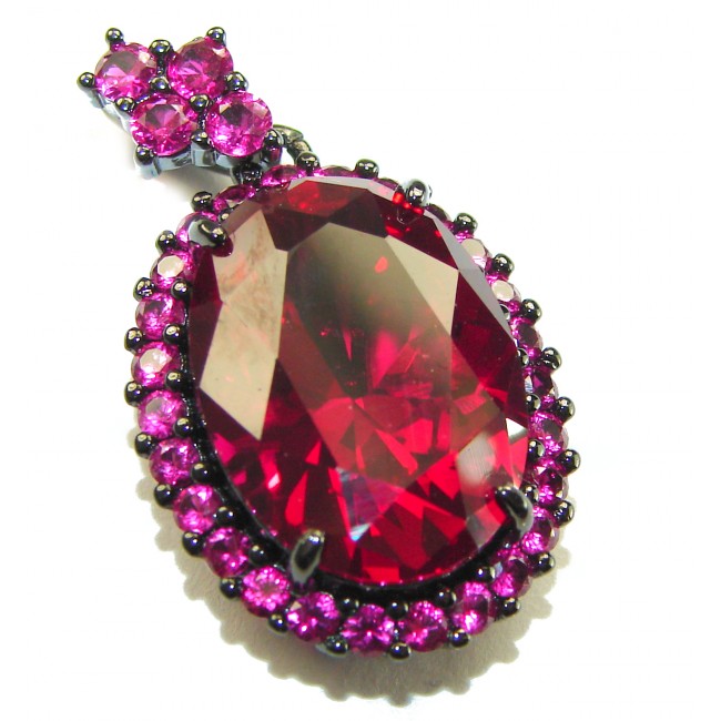 Matilde- Natural 17.8 carat Mozambique Garnet BLACK RHODIUM .925 Sterling Silver Handcrafted pendant - photo 4