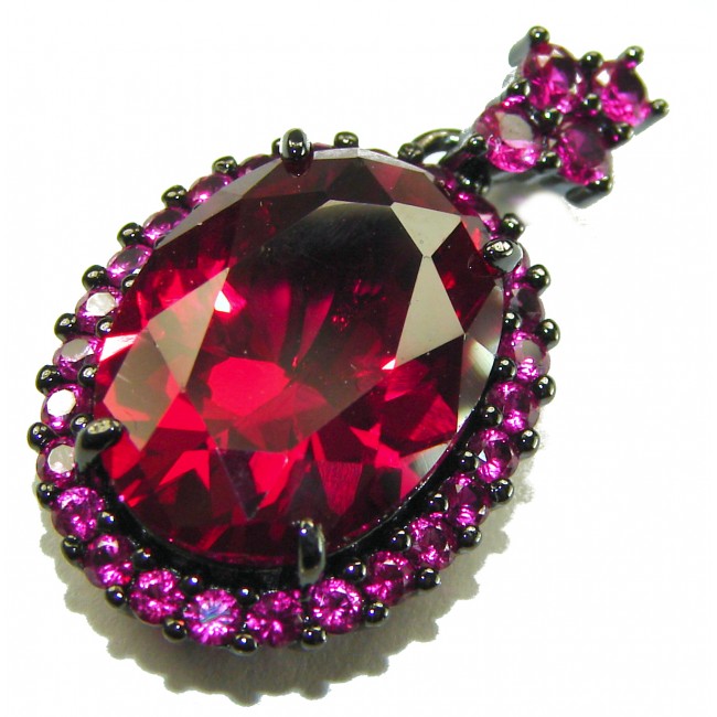 Matilde- Natural 17.8 carat Mozambique Garnet BLACK RHODIUM .925 Sterling Silver Handcrafted pendant - photo 3