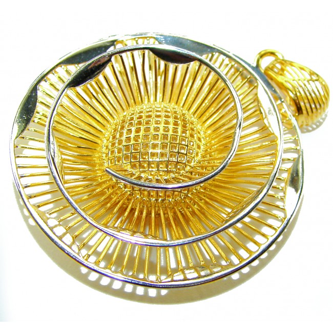 Dubai Style - Golden Rose .925 Sterling Silver dipped in 22K Gold handmade Pendant - Dubai Style pendant, top view, gold and silver design