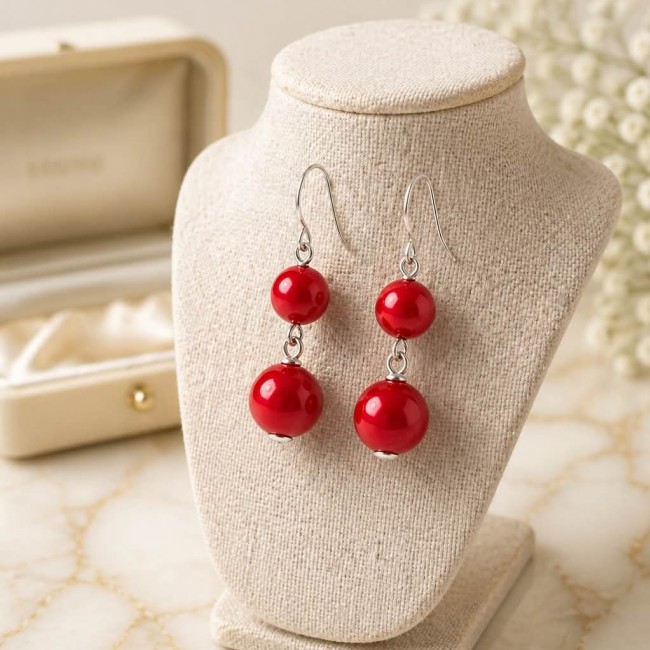 Summer Sublime natural Red handmade FASHION earrings - photo 2