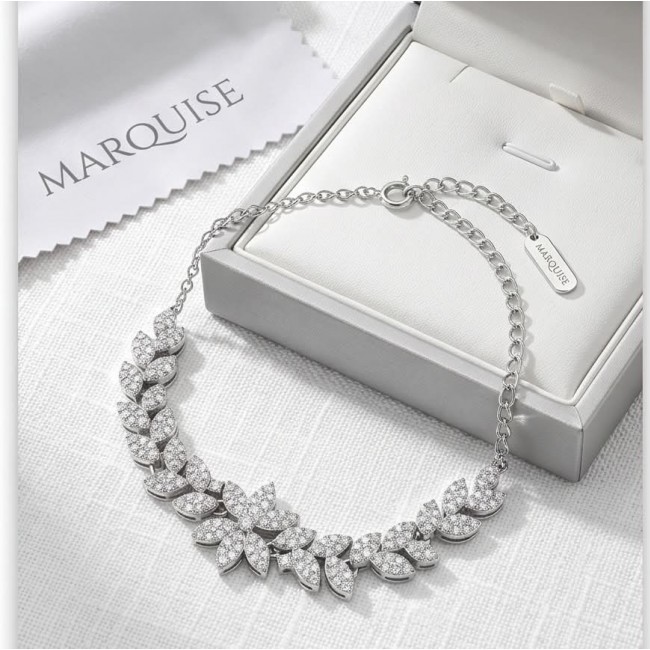 Gabriella 6.7 carat authentic White Topaz rhodium over .925 Sterling Silver handcrafted Statement Bracelet - Gabriella necklace side view in box, white topaz and rhodium over .925