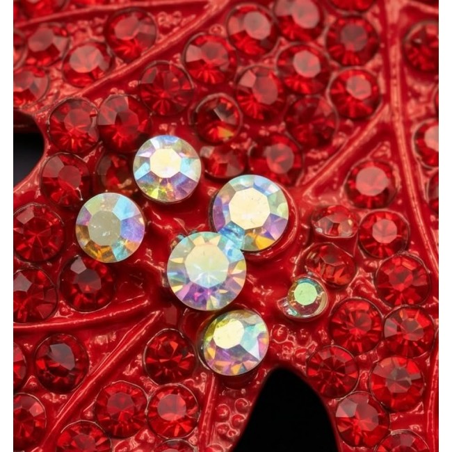 Stylish Red Leaf Crystal Brooch - photo 3