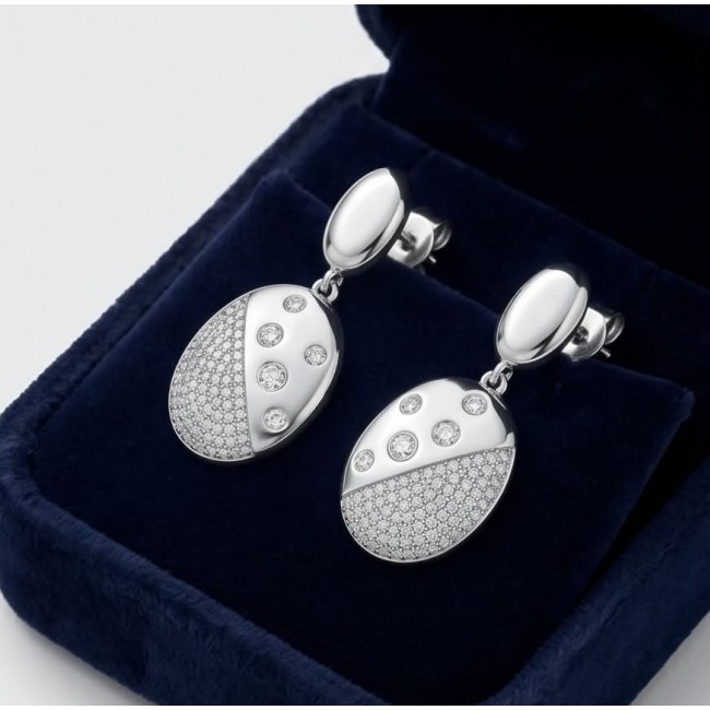 Stella Natural 2.2 carat White Topaz .925 Sterling Silver handcrafted earrings - Sterling silver earrings in box, top view showing white topaz details