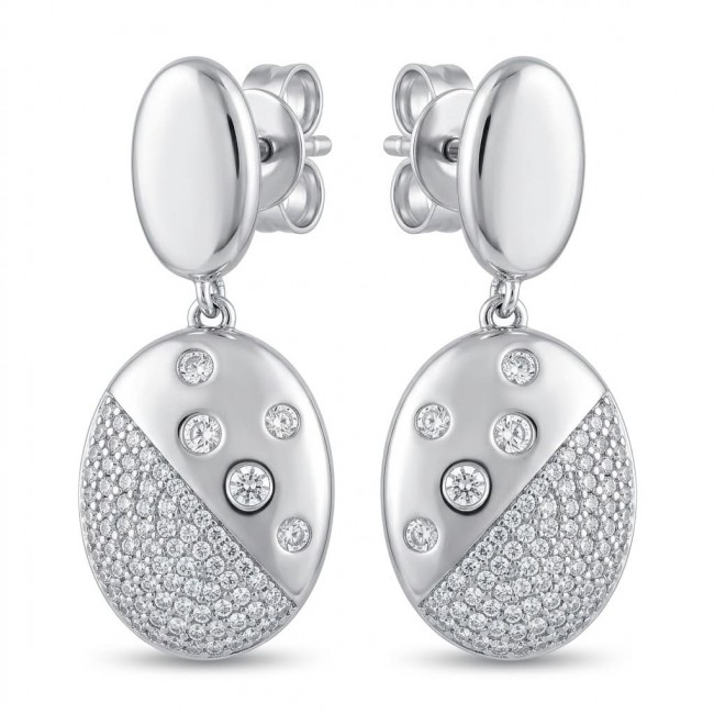 Stella Natural 2.2 carat White Topaz .925 Sterling Silver handcrafted earrings - Close-up of Stella earrings with white topaz and sterling silver design