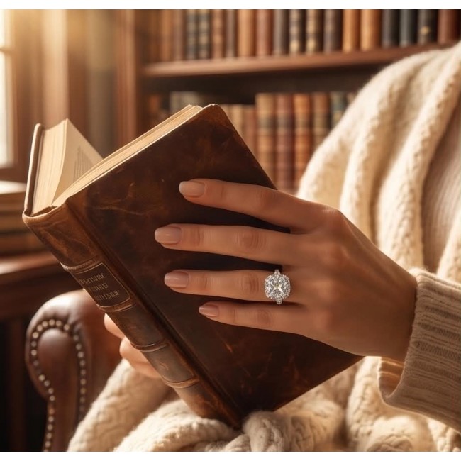 Classic Beauty 10.5 carat White Topaz .925 Sterling Silver Statement ring size 7 - Ring worn on hand, 10.5 carat white topaz, cozy reading setting.