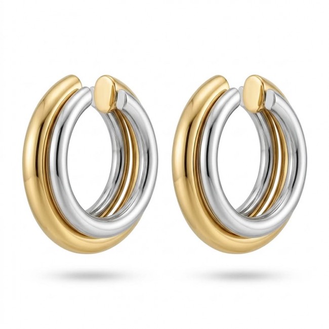 Uncommon 2 tones Golden handmade Ear Cuffs Cartilage 2 pieces Non-Piercing - photo 2