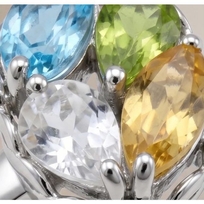 Precious Rainbow- authentic 7.2 carat multigem .925 Sterling Silver Eternity Ring size 8 - Stone close-up of multigem 7.2 carat .925 sterling silver jewelry