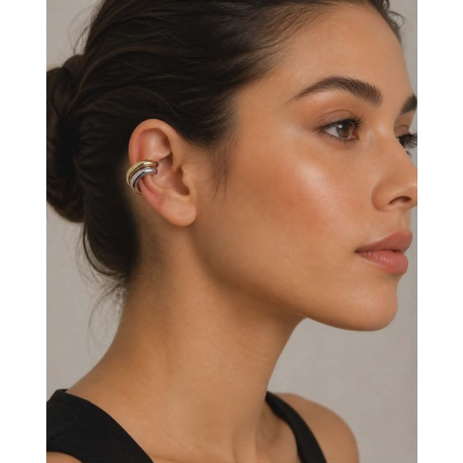 Uncommon 2 tones Golden handmade Ear Cuffs Cartilage 2 pieces Non-Piercing - photo 1