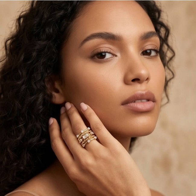 Francesca 4.8 carat White Topaz Golden handcrafted Statement Ring size 7 ADJUSTABLE - Worn on hand, Francesca 4.8 carat White Topaz Golden Statement ring.