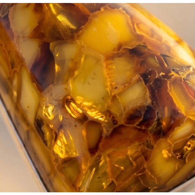 Prehistoric Authentic Baltic Amber .925 Sterling Silver beautifully handcrafted Pendant - Close-up of Baltic amber stone in sterling silver setting.