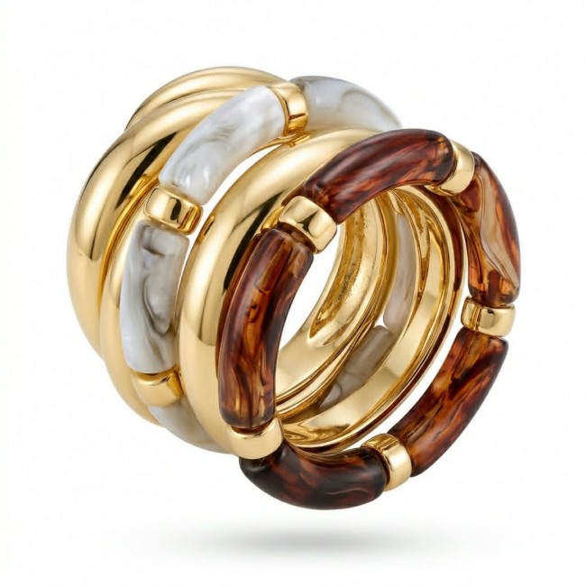 LUXURIOUS Bracelet Set Stackable 4 golden Bangles - Excellent quality - photo 1