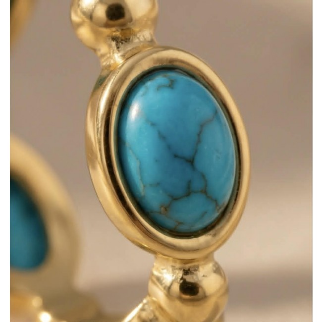 Great quality - authentic Dragon's Skin Turquoise 18K Gold over .925 Sterling Silver handcrafted Earrings - Stone close-up of Dragon's Skin Turquoise in 18K gold setting.