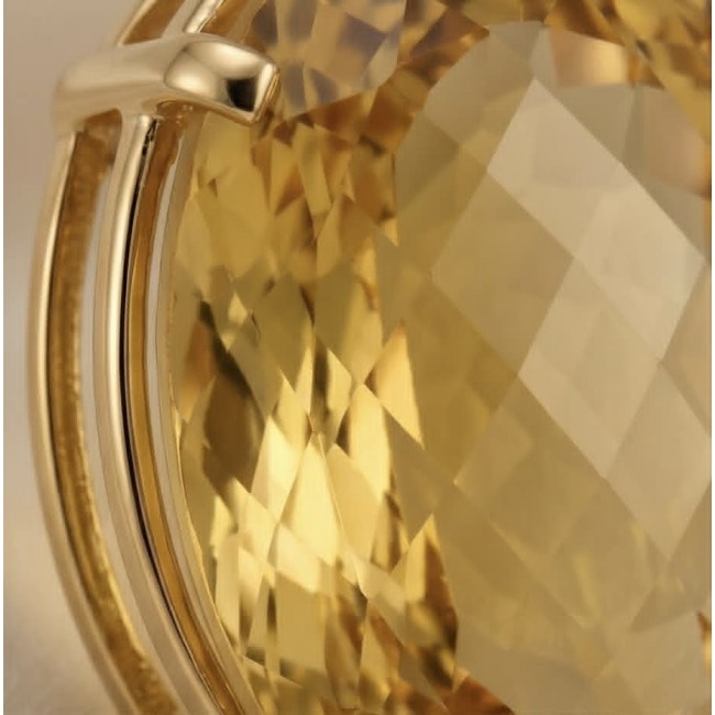 Tiffany - amazing quality 22.7 CARAT genuine Brazilain Citrine 22K Gold over .925 Sterling Silver handmade pendant - Close-up of a 22.7 carat genuine Brazilian Citrine with gold setting.