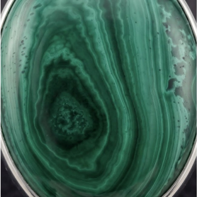 Green Passion 26.2 CARAT genuine Malachite from Utah .925 Sterling Silver handcrafted ring size 8 adjustable - Stone close-up of Green Passion genuine Malachite from Utah, 26.2 carat