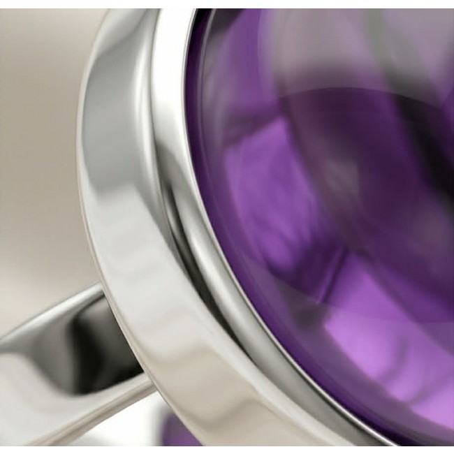Purple Royalty 20.5 carat Amethyst .925 Sterling Silver Handcrafted Ring size 7 adjustable - Close-up of a purple amethyst set in .925 sterling silver.