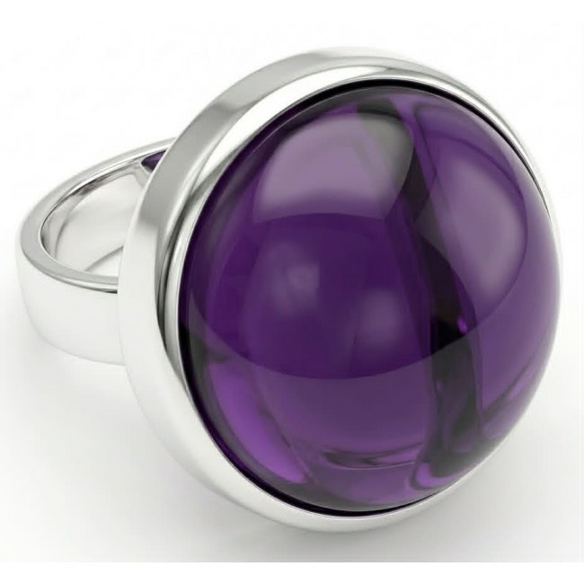 Purple Royalty 20.5 carat Amethyst .925 Sterling Silver Handcrafted Ring size 7 adjustable - Close-up of Purple Royalty Amethyst ring in sterling silver setting