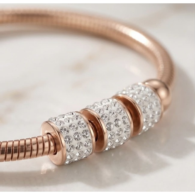 Divine - Precious pave White Topaz Rose Gold Women bracelet - photo 2