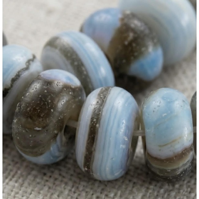 Rare and Spectacular 225.9 carat authentic Andean (Peruvian) Blue Opal .925 Sterling Silver Handcrafted necklace - Close-up of Andean (Peruvian) beads showcasing colors and texture.