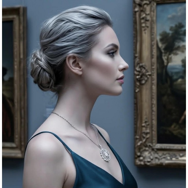 Classic Beauty 11.2 carat White Topaz highly polished 18K White Gold over .925 Sterling Silver Italy made necklace - Side view with necklace featuring Classic Beauty 11.2 ct White Topaz.