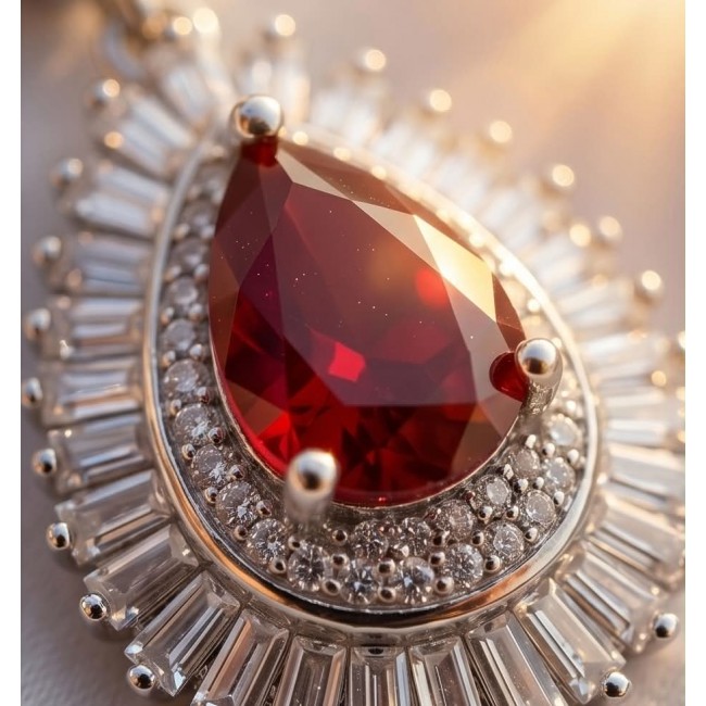 Magnificent Jewel 6.5 carat Ruby .925 Sterling Silver handcrafted incredible earrings - Close-up of Magnificent Jewel 6.5 carat Ruby in .925 Sterling Silver.