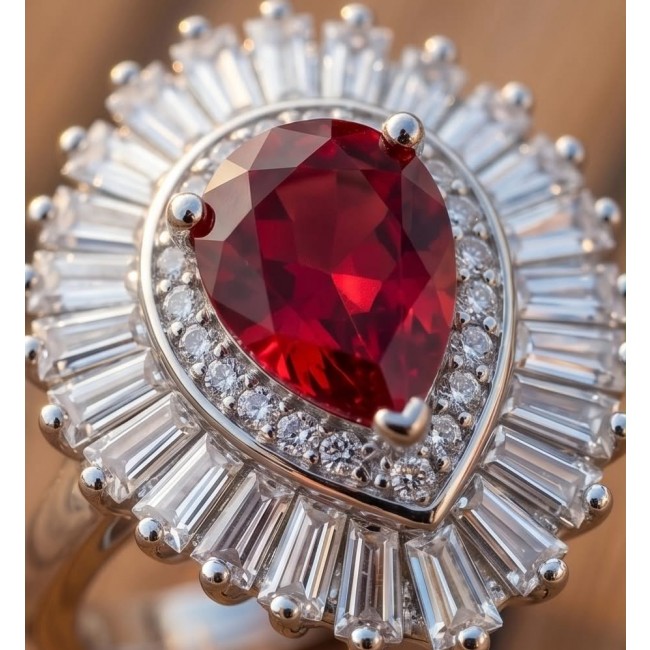 Magnificent Jewel 4.4 carat Ruby .925 Sterling Silver handcrafted incredible ring s. 7 - Close-up of 4.4 carat ruby ring with sterling silver and diamonds.