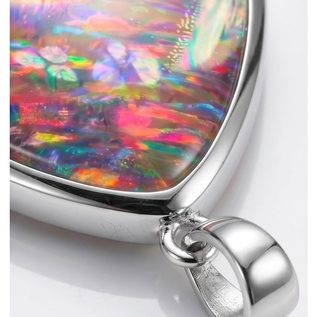 Kaleidopscop 19.5 carat Australian Doublet Opal .925 Sterling Silver handcrafted pendant - Close-up of Kaleidoscope 19.5 carat Australian Doublet Opal pendant.