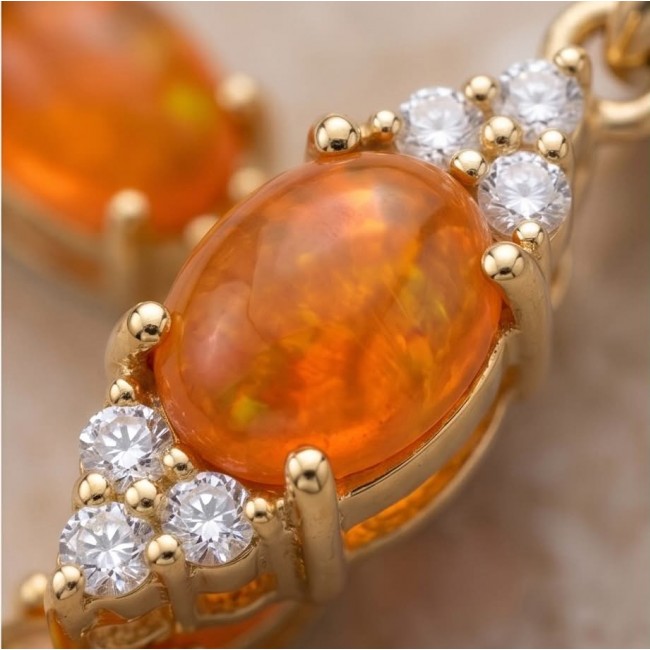 Holy Cross the best quality mexican Golden Opal .925 Sterling Silver dippedin 18K Gold Pendant - Close-up of Mexican golden opal with diamonds in gold setting.