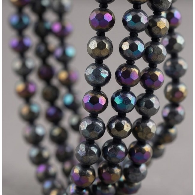 Bohemian Style Huge Genuine 80 inches Titanum Druzy handmade necklace - Close-up of Bohemian style titanium druzy beads necklace.
