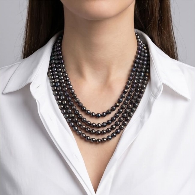 Bohemian Style Huge Genuine 80 inches Titanum Druzy handmade necklace - Bohemian style titanium druzy necklace worn on neck, front view