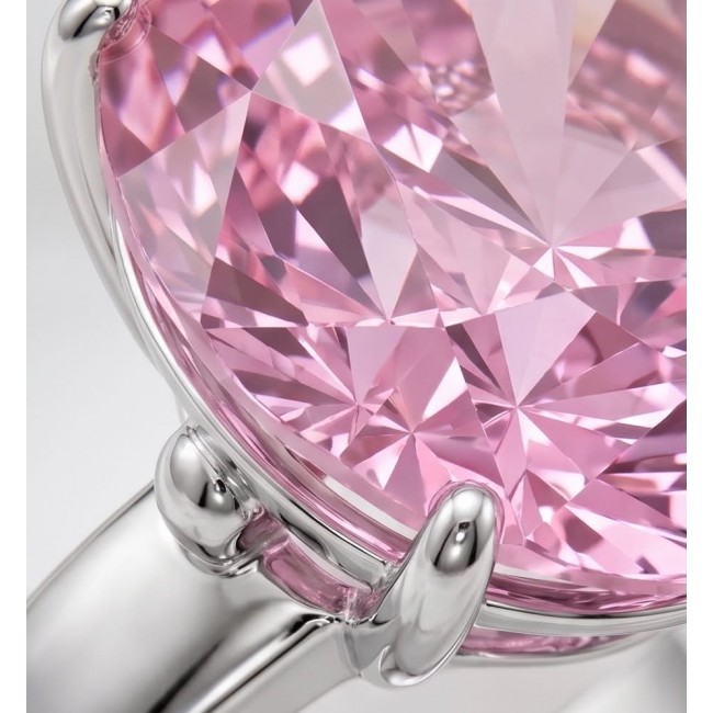 Tiffany - authentic 14.5 carat Pink Sapphire .925 Sterling Silver Handcrafted Statement Ring size 8 - Close-up of Tiffany pink sapphire and silver ring.