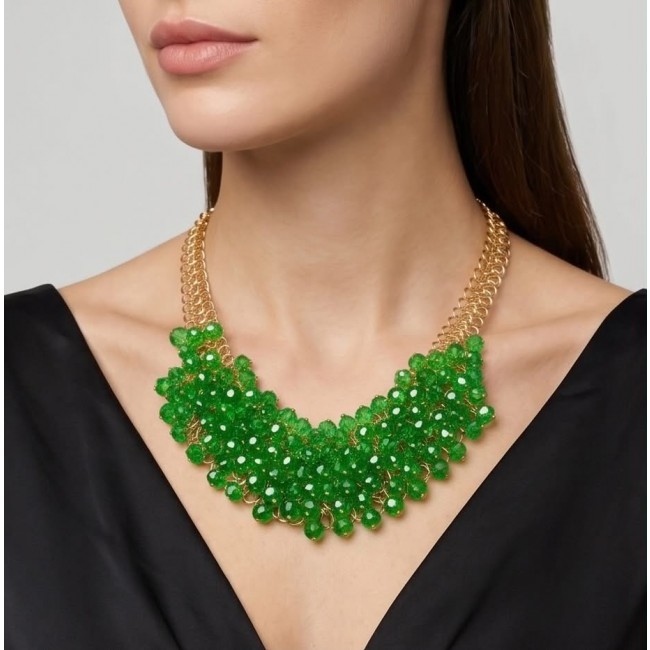 Emma 229.8 carat Green Topaz golden Handcrafted necklace - photo 1