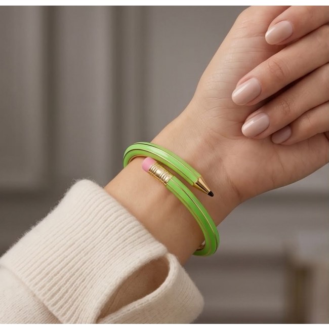 Pencil Enamel Hinge Bangle in Pastel Green Color Fashion Bracelet - photo 1
