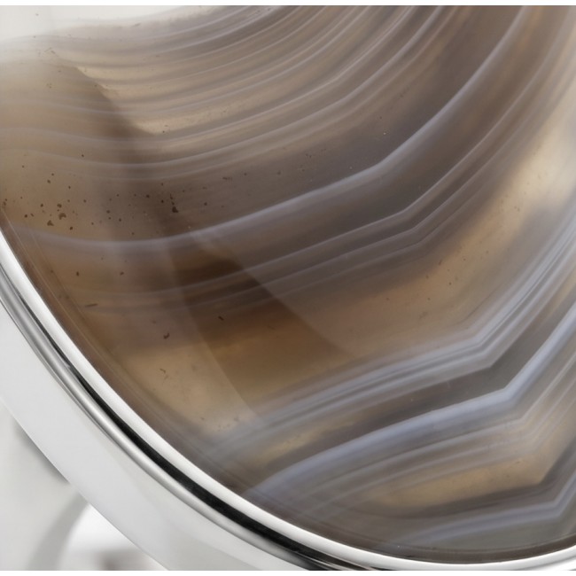 Simplicity Scentic Botswana Agate .925 Sterling Silver handcrafted Ring s. 8 adjustable - Close-up of Botswana agate stone in sterling silver setting