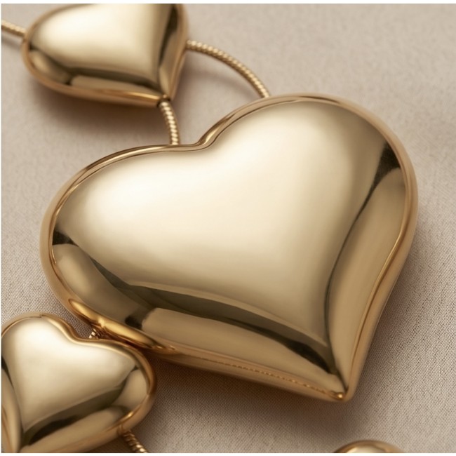 Golden Hearts Sublime natural Golden handmade FASHION Necklace - photo 2