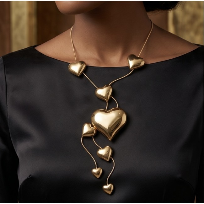 Golden Hearts Sublime natural Golden handmade FASHION Necklace - photo 1