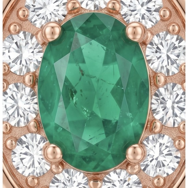 2.2 carat Australian Black Opal 14K Rose Gold over .925 Sterling Silver incredible handcrafted Earrings - Emerald stone close-up with diamond accents in rose gold setting.