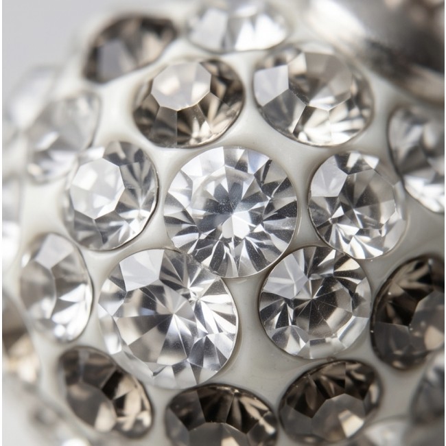 Harmony Sphere with bell inside pave Topaz .925 Sterling Silver handmade pendant - Close-up of Harmony Sphere with Topaz stones, .925 Sterling detail