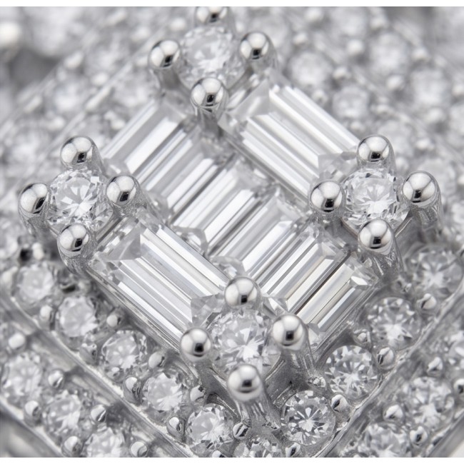 Fancy Design authentic 7.9 carat White Topaz .925 Sterling Silver handcrafted ring size 8 1/4 - Close-up of fancy design White Topaz set in .925 sterling silver.