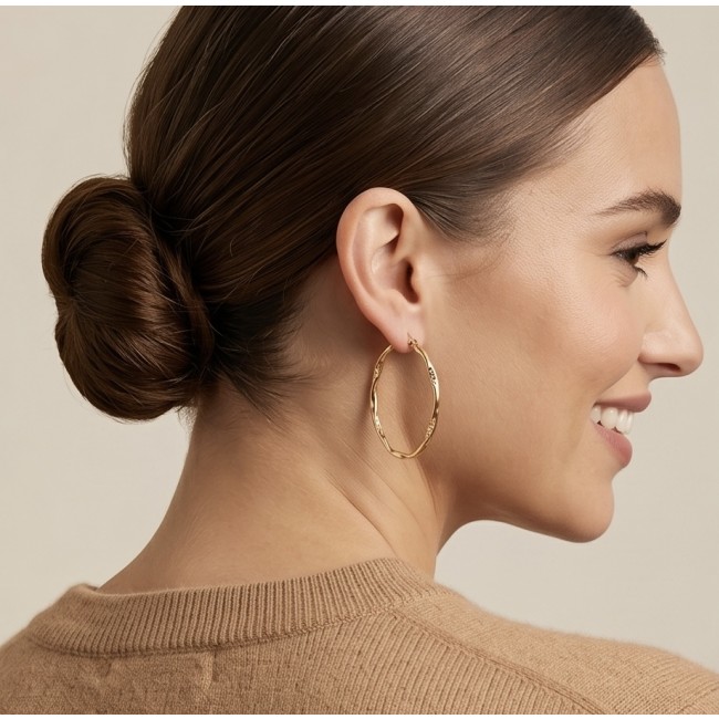 Allure Golden tone handcrafted Stylish Hoop earrings - photo 1