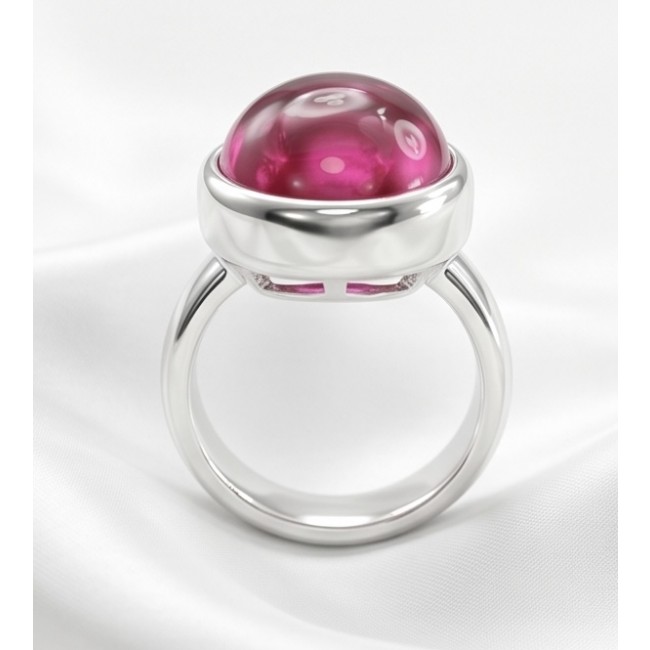 Giovanna 15.5 carat Ruby .925 Sterling Silver handcrafted incredible ring s. 8 - Side view of Giovanna 15.5 ct ruby sterling silver handcrafted ring.