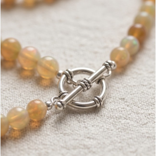 Real Masterpiece Natural Ethiopian Opal .925 Sterling Silver Necklace - Clasp detail of Ethiopian Opal necklace with .925 Sterling Silver.