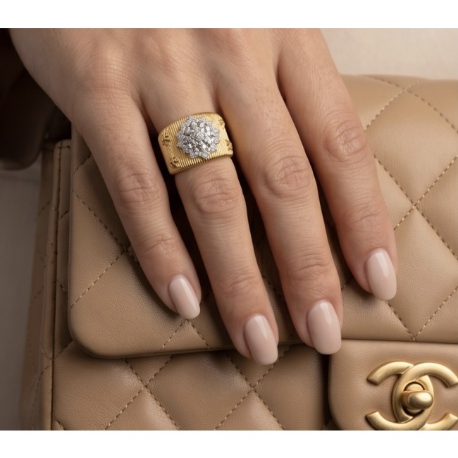 Dolce Vita - Precious Natural 9.5 carat White Topaz 2 tones .925 Sterling Silver handcrafted Ring size 7 - photo 1