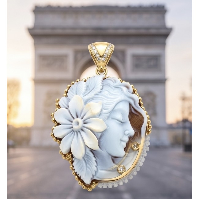 Mother Nature Exquisite vintage style Cameo 18k Gold over .925 Sterling Silver handcrafted Made in Italy Statement pendant - photo 4