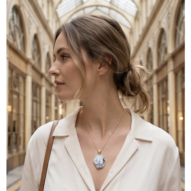 Mother Nature Exquisite vintage style Cameo 18k Gold over .925 Sterling Silver handcrafted Made in Italy Statement pendant - photo 1