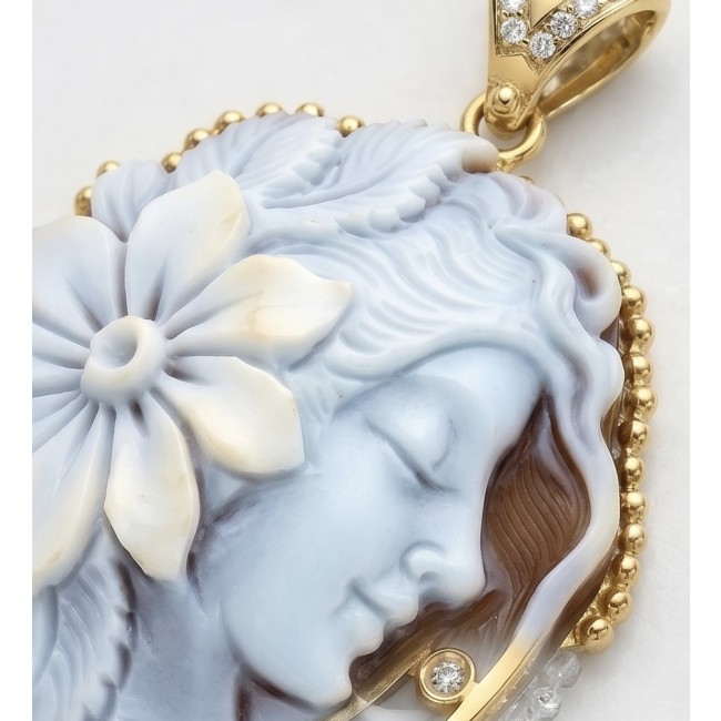 Mother Nature Exquisite vintage style Cameo 18k Gold over .925 Sterling Silver handcrafted Made in Italy Statement pendant - photo 3