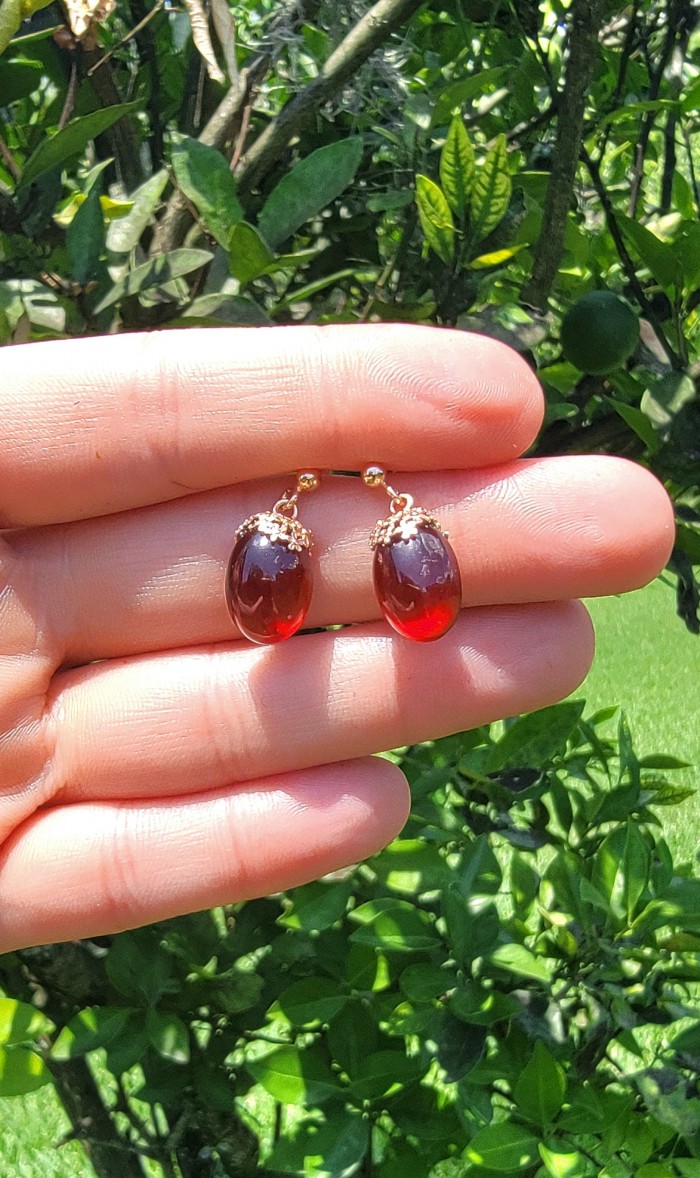Authentic 8.5ct Garnet 14k Rose Gold over .925 Sterling Silver handmade earrings - photo 1