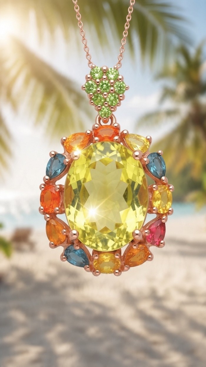 Giovanna 16.2 carat authentic oval cut Brazilian Citrine 18K Gold over .925 Sterling Silver handmade Pendant - photo 2