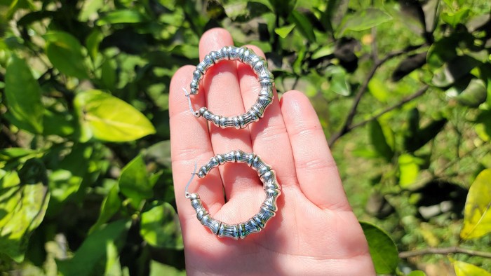 Huge - Bamboo Tree design .925 Sterling Silver handmade Bali made Earrings - photo 1