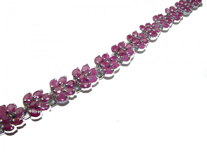 Emily 142.2 carat authentic Ruby .925 Sterling Silver handcrafted Statement Bracelet - photo 1