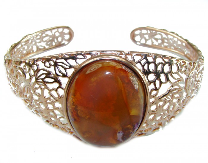 Authentic Mexican Opal handmade 14K Rose Gold over .925 Sterling Silver Bracelet / Cuff - photo 3